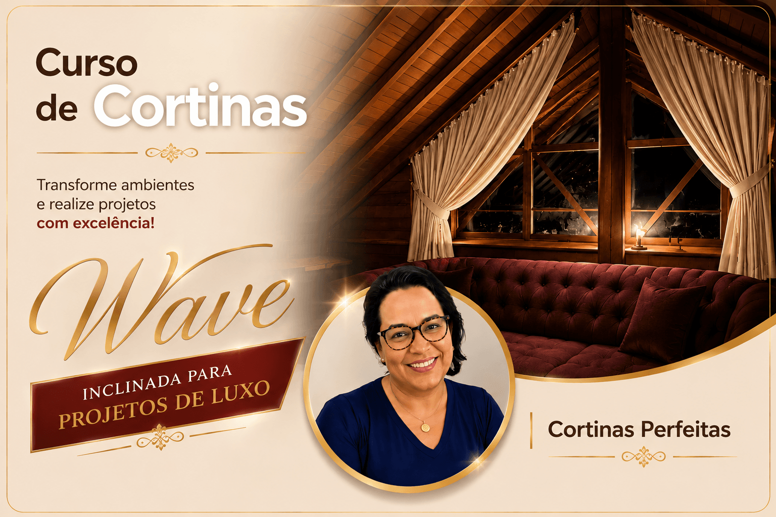 Cortina Wave Inclinada — O Método Definitivo — curso online do Ateliê Dona Menina Florianópolis SC