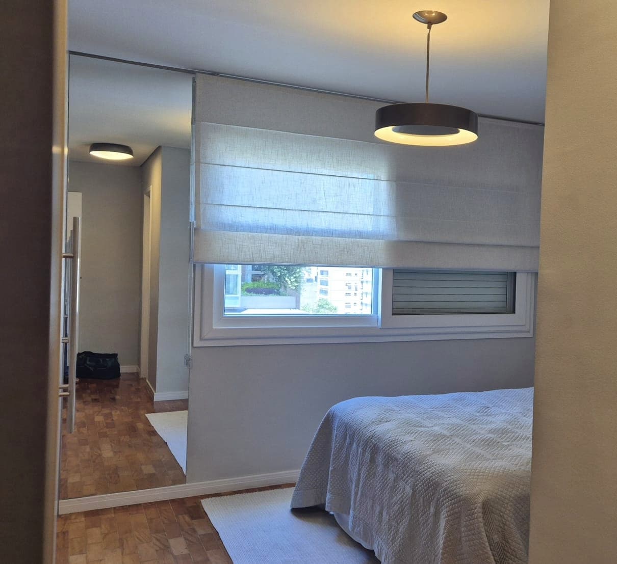 Cortina Romana sob medida instalada — Ateliê Dona Menina Florianópolis SC