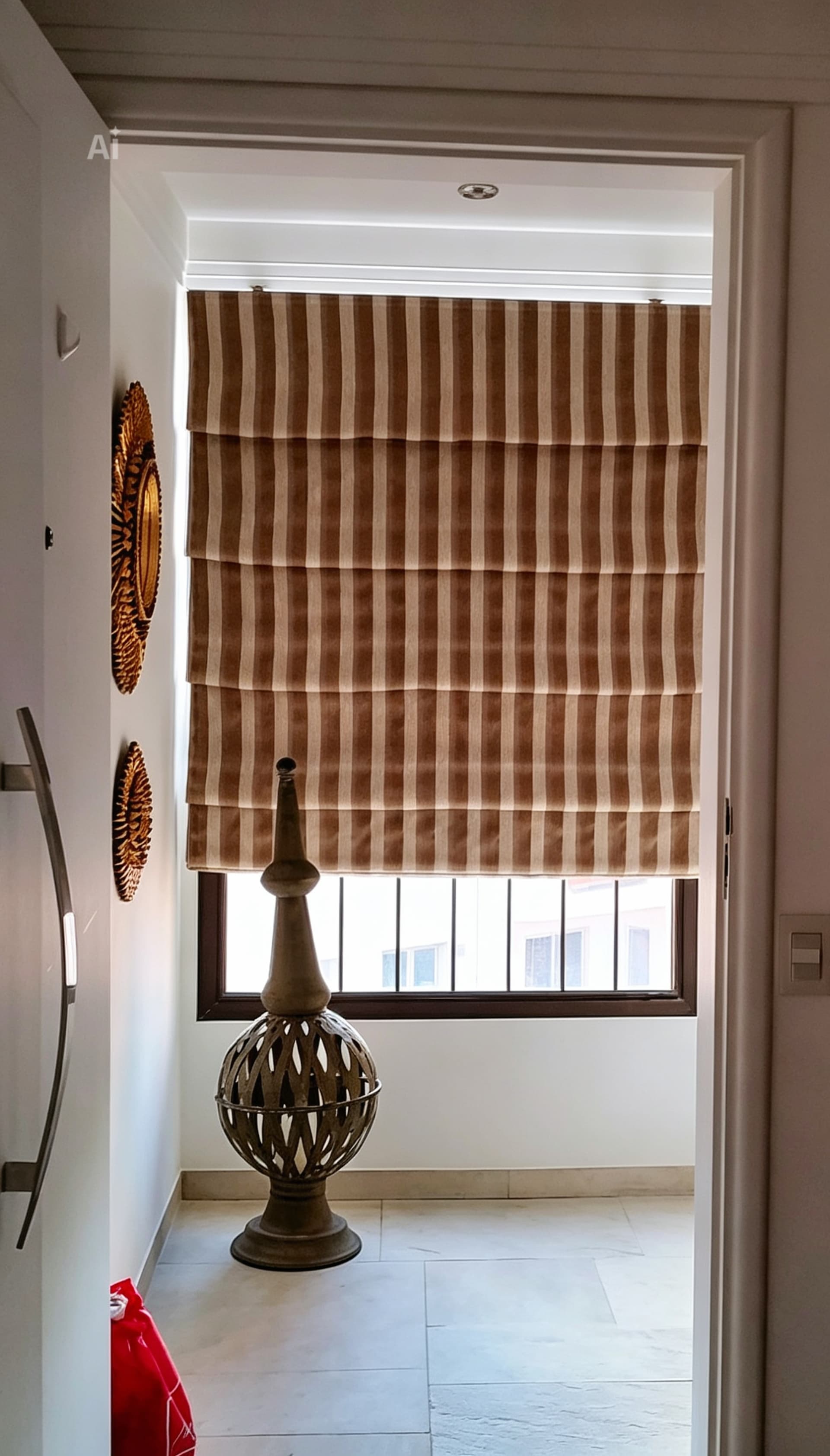 Cortina Romana em tecido instalada em quarto — Dona Menina Ateliê Florianópolis SC